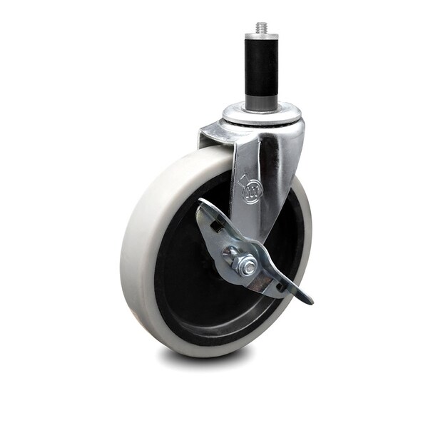 5 Inch Thermoplastic Rubber Wheel 1-1/5 Inch Expanding Stem Caster with Brake